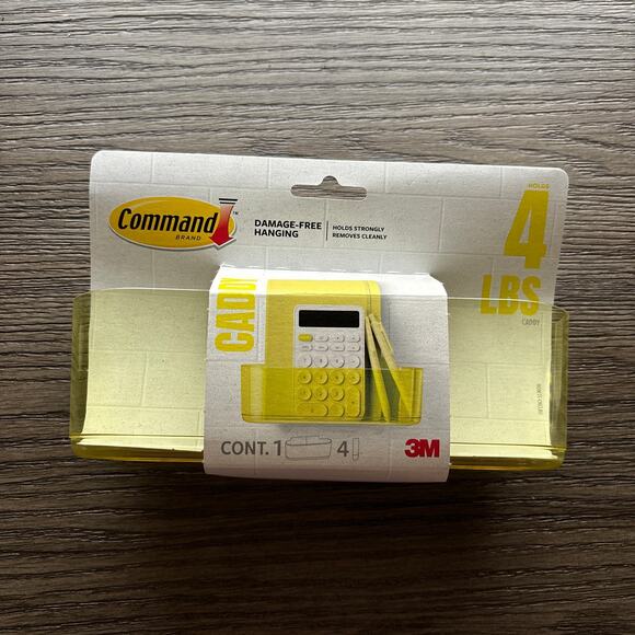 Command Caddy Clear Yellow 4 Lb Strips Utility Office Hanging 3M - Picture 1 of 4
